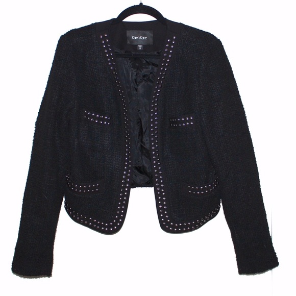 Karen Kane Jackets & Blazers - Karen Kane Silver Studded Tweed Cropped Jacket